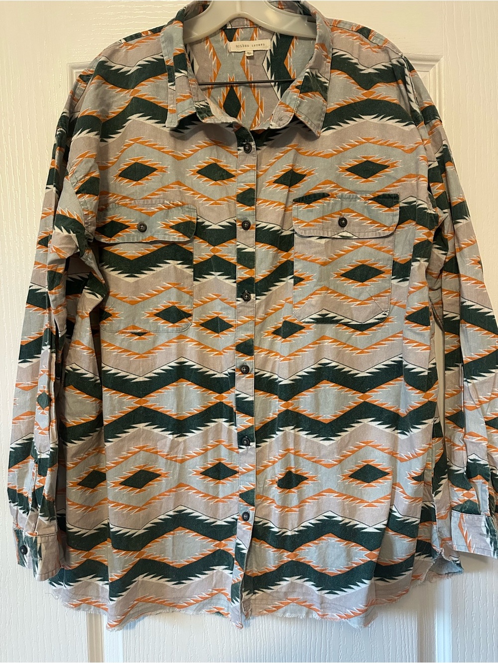 Gilded Intent Green & Orange Geometric Button-Up Shirt